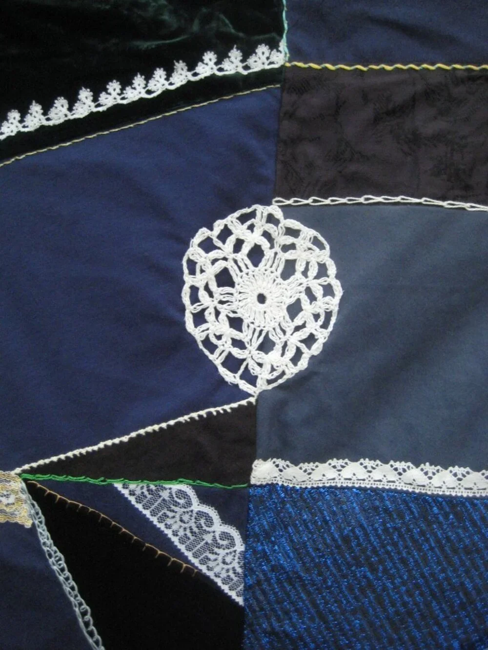 Patchwork Machine Stitch Embrodier Unfinished Crazy Quilt Hand Crafted Fabric